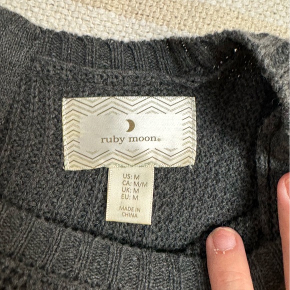Anthropologie Ruby Moon gray knit long sleeve sweater skater dress size m - Picture 10 of 11